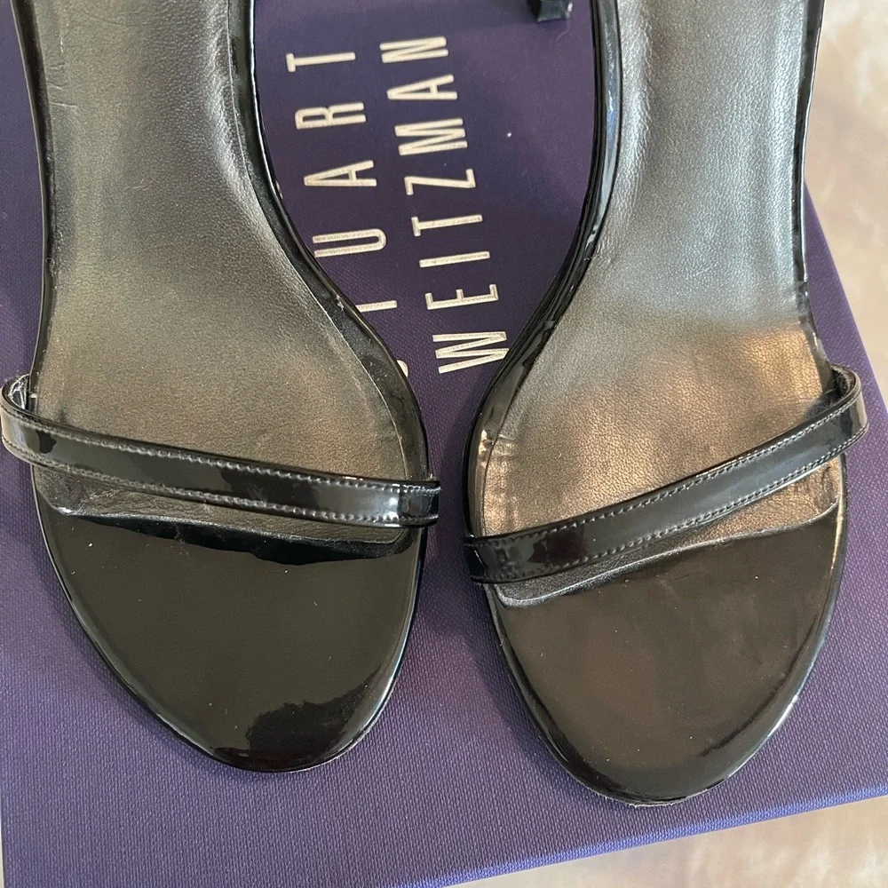 Stuart Weitzman Nudistsong 3 7/8” Heel, Black Patent, Sz 6 - Picture 5 of 11